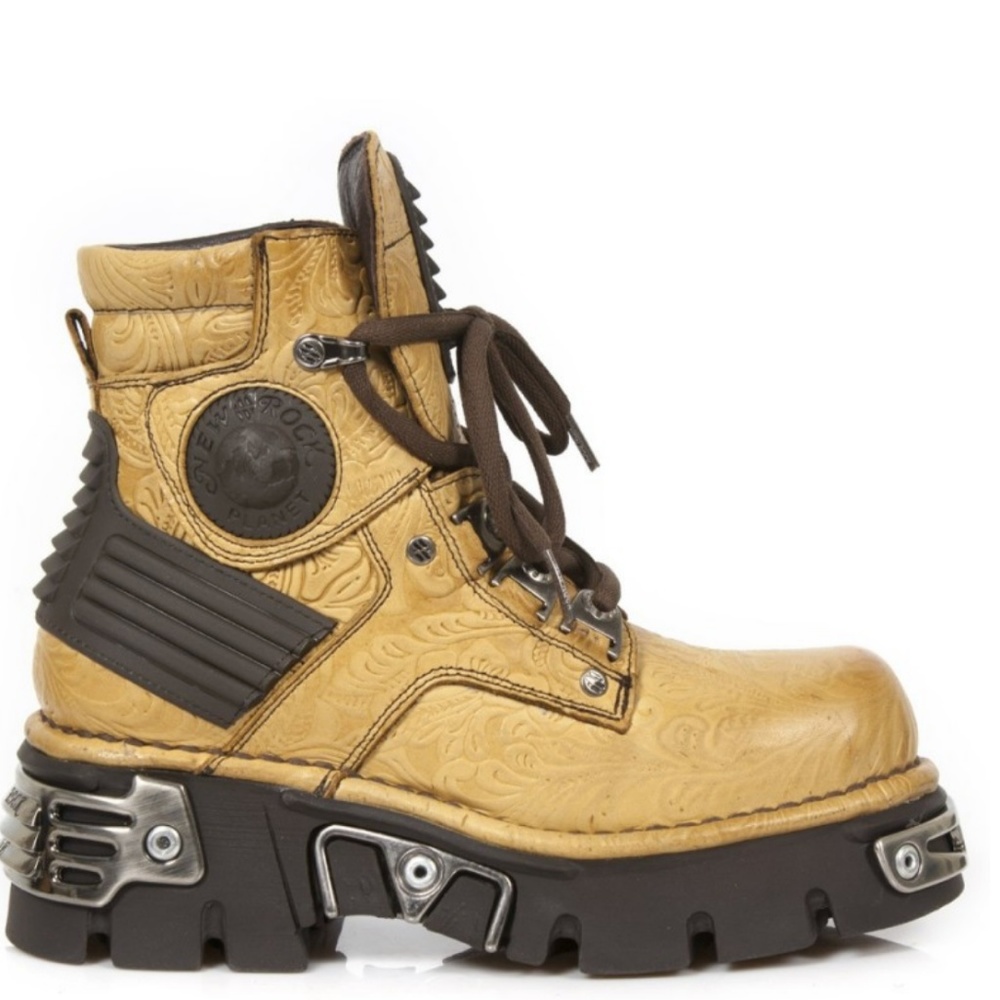 New Rock Shoes Yellow Brown M-924-C2 Combat 38
